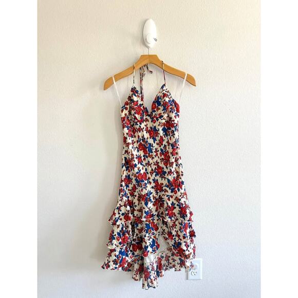Betsey Johnson Vintage Women’s Silk Floral‎ Dainty Midi Halter Dress Sz 8 - Picture 1 of 6